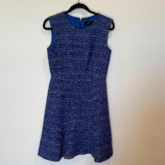 J. Crew Coco Tweed Boulce Flutes Flare Hem Dress - Picture 1 of 5